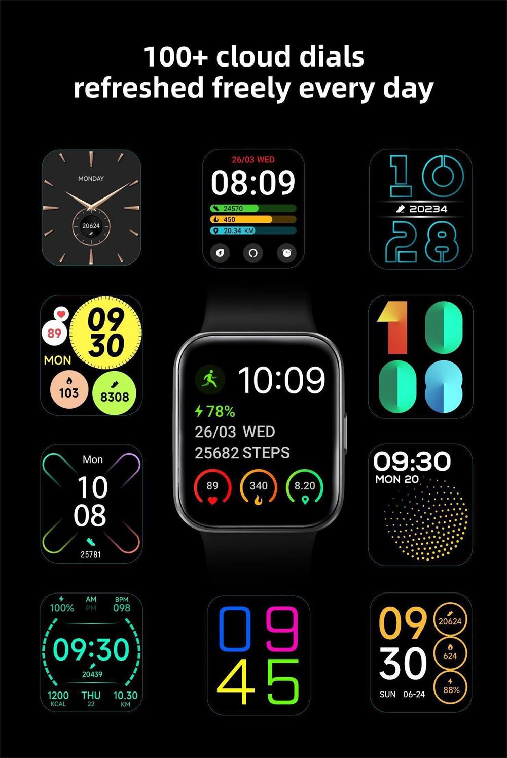 2 In 1 Square Touch Smartwatch